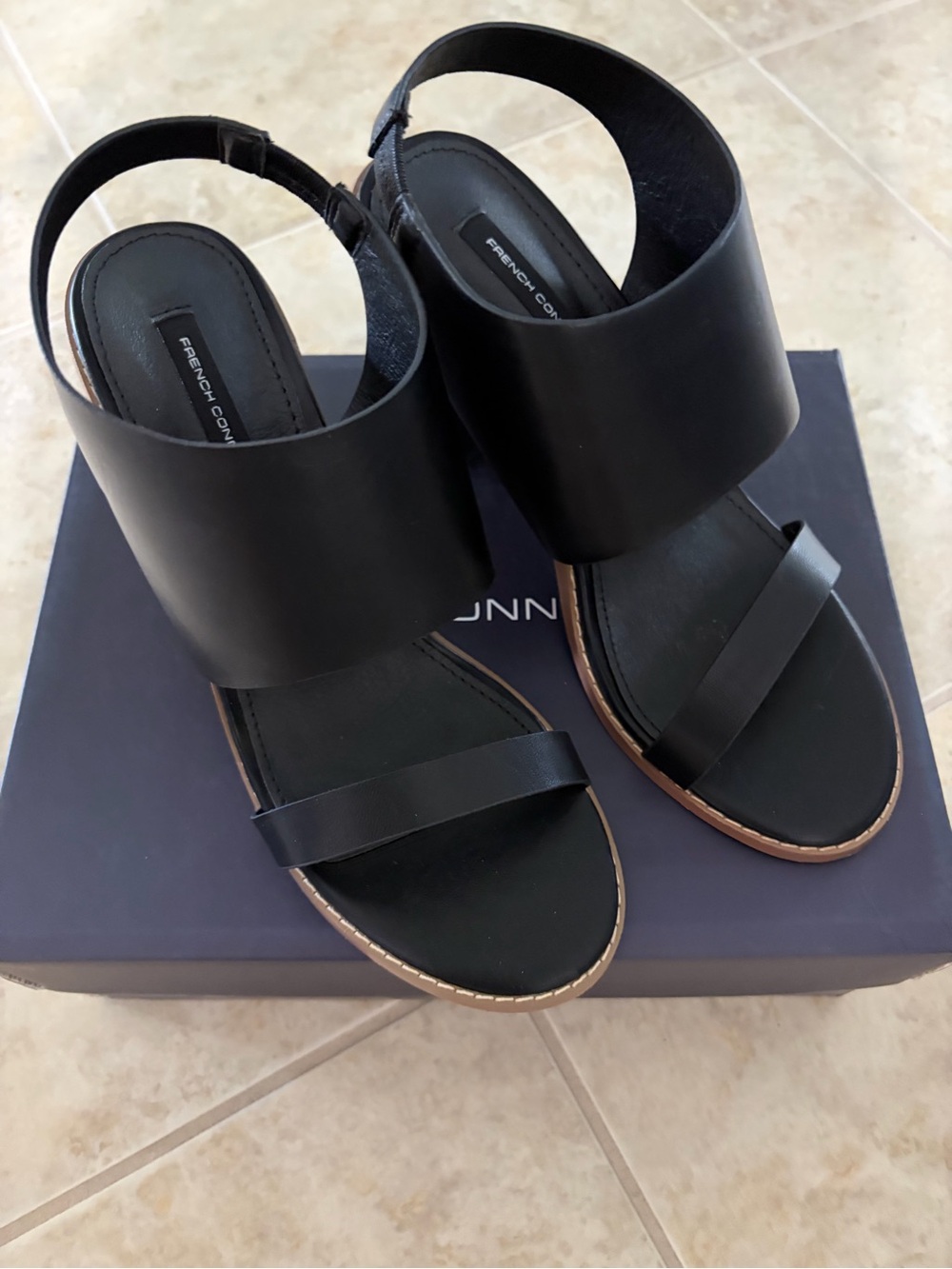 Women’s Black Block Heel Slide Sandals by French Connection